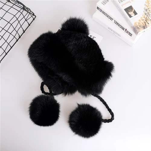 100% Real Mink Fur Hat for Women's Fox Fur Russian Trapper Earflap Caps Ladies - Picture 30 of 36