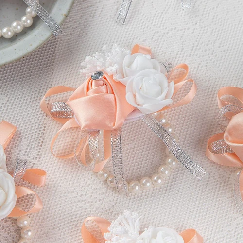 Bridesmaid Wrist Corsage Bracelet Pearl Hand Flowers Wedding Party Prom Decor UK - Picture 10 of 18