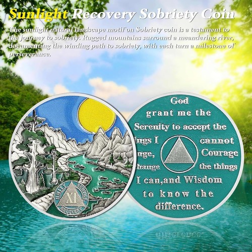 ACGZQY Sobriety Chip - Sunrise of Renewal Sobriety Coin Na aa Coin and