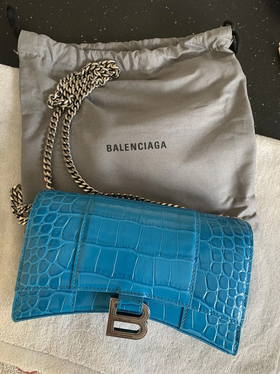 hourglass bag with chain crocodile embossed