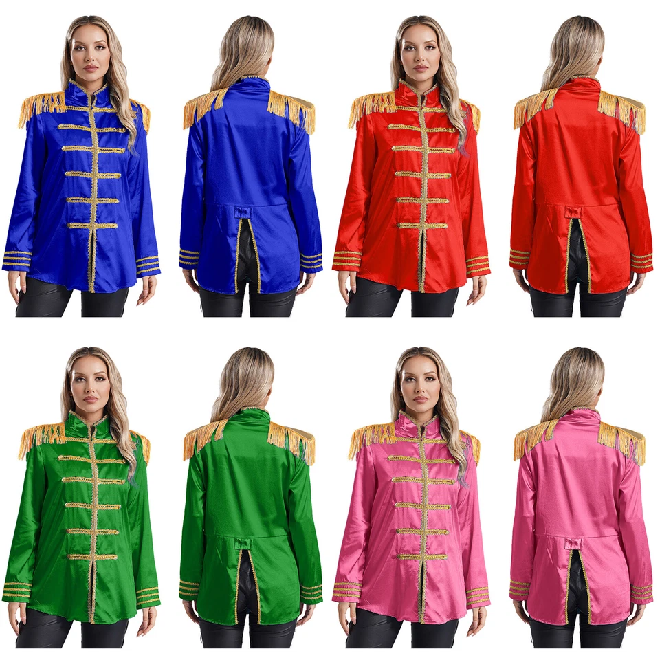 Mujer Militar Baterista Desfile Chaqueta Hippie Music Star Años 60 Uniforme Abrigo Foto 2 de 3