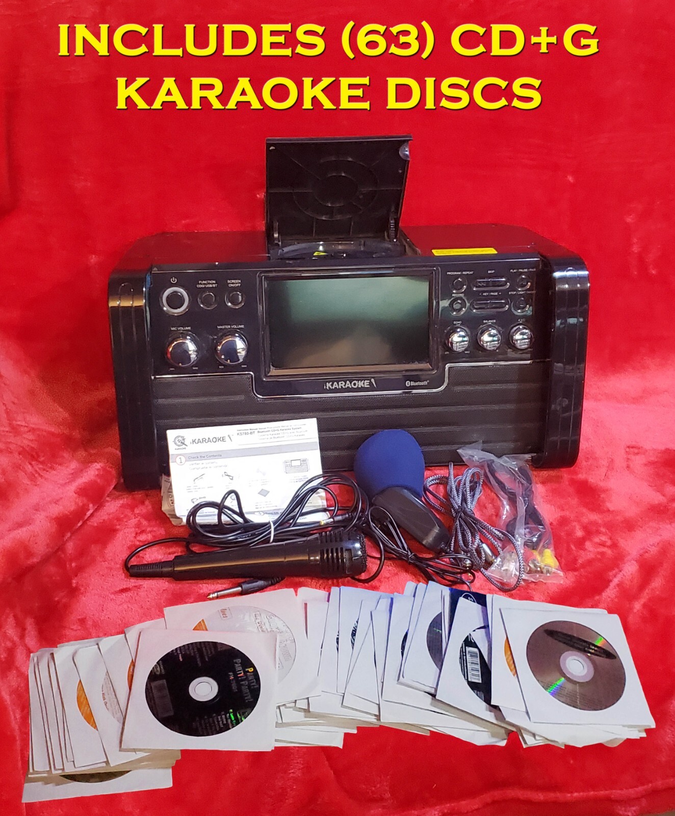 Karaoke Machine w/ 63 CD+G Discs & Microphone iKaraoke KS780BT