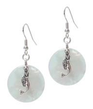 Beach Life Green Mermaid Disc Dangle Fashion Earrings