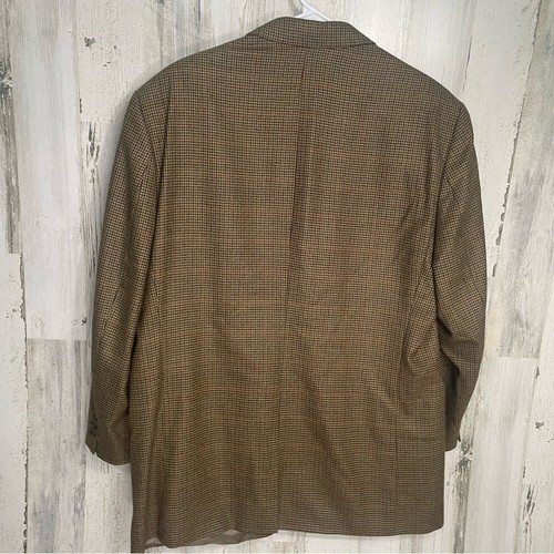 Lauren Ralph Lauren Vintage Wool Cashmere Houndstooth Blazer size 43 Tan - Picture 5 of 10