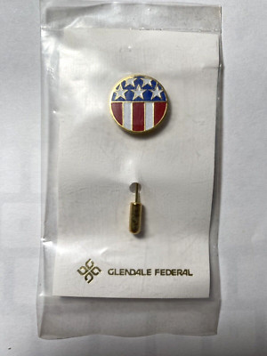 1980's GLENDALE FEDERAL S & L, Stars & Stripes Gold Stickpin, SEALED NOS On Card
