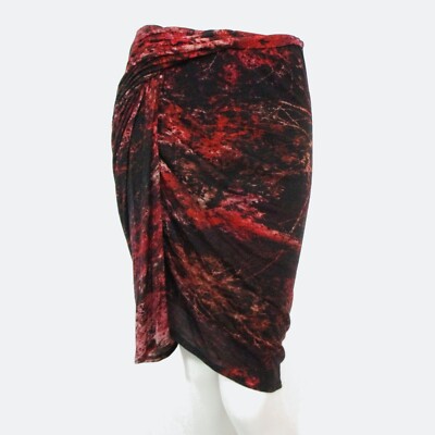 ATEMBERAUBENDER DAMEN HELMUT LANG MIDNIGHT BLUMEN WICKELROCK ASYMMETRISCH S 8 SCHWARZ ROT