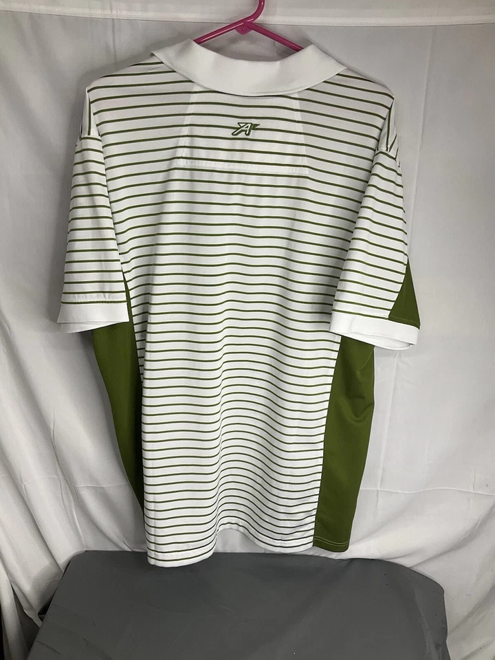 Camisa Polo Cabeza de Ciprés Adulto Grande Blanca y Verde Oliva Rayada Adelante Extrema Foto 3 de 3
