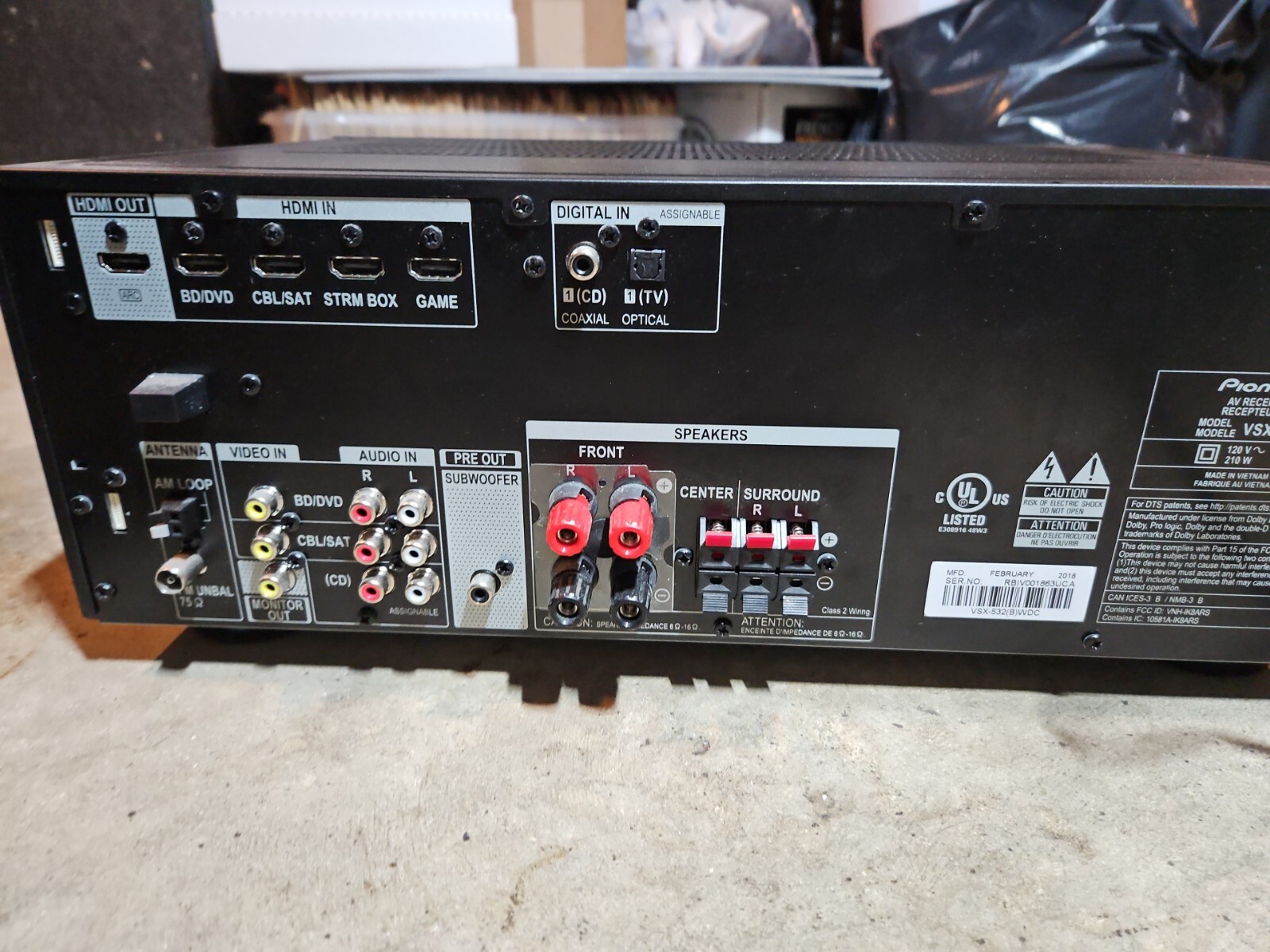Pioneer VSX-532 5.1 AV Receiver Home Theater