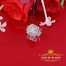3.20ct Cubic Zirconia White Silver Set Women's Square Ring SZ 6.5
