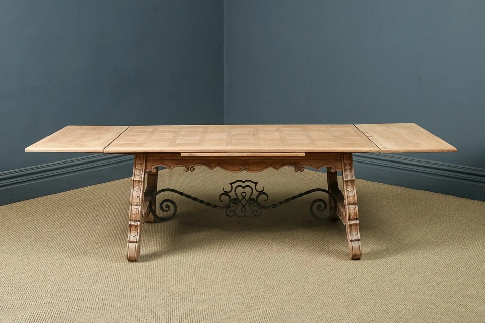 Антикварный испанский баскский дуб и железо 8 футов 9 дюймов трапезный кухонный обеденный стол около 1930 г. - Изображение 3 из 4