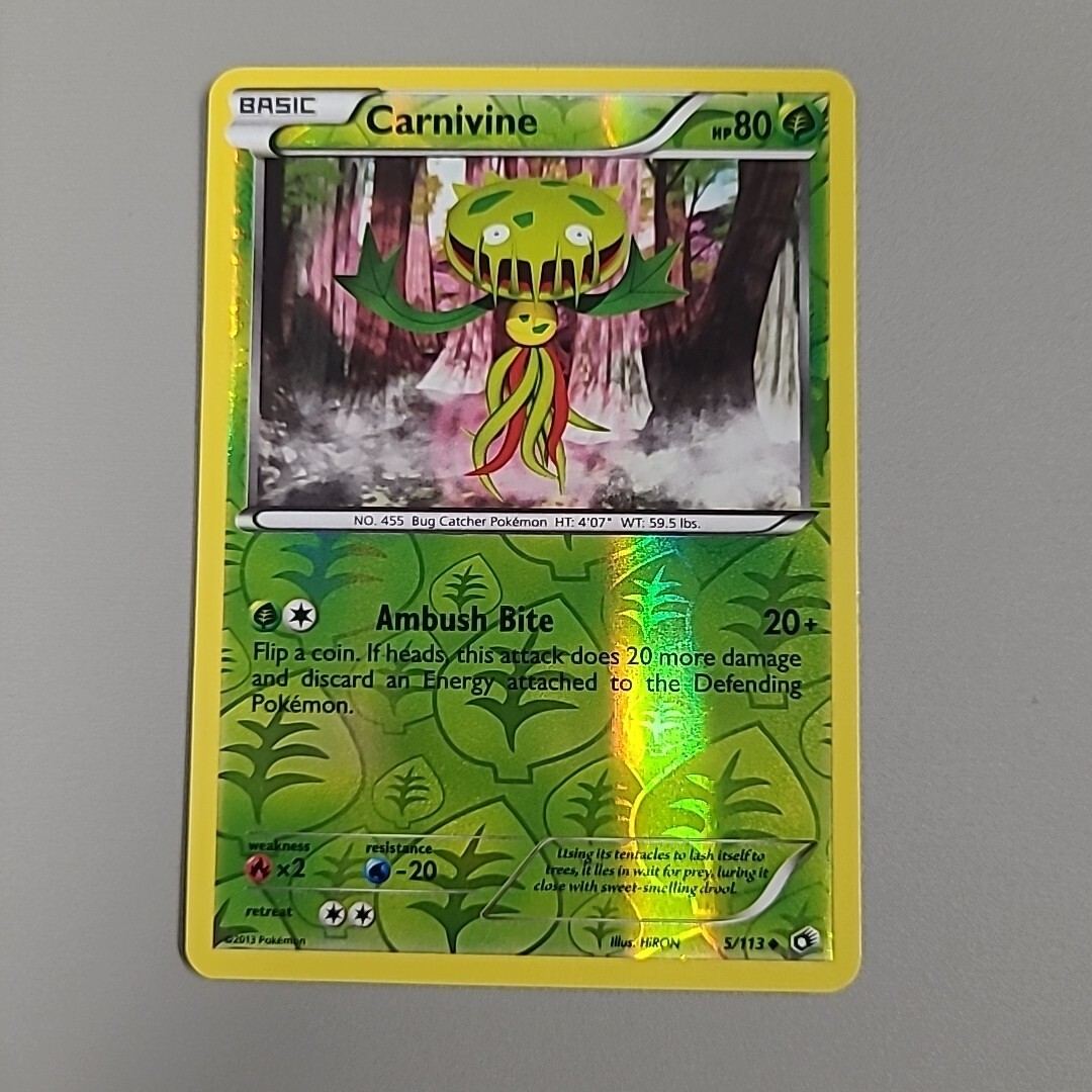 Pokemon Card Carnivine Legendary Treasures 5/113 LP Reverse Holo Uncommon