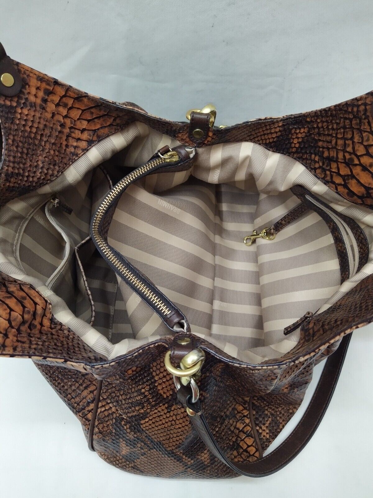 Brahmin Elisa Tortoise Brown Leather Python Embos… - image 14