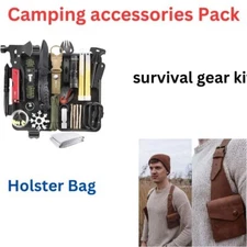 Hip-hop Men Leather Shoulder Holster Bag Sleeveless & survivalgear kit1ComboPack