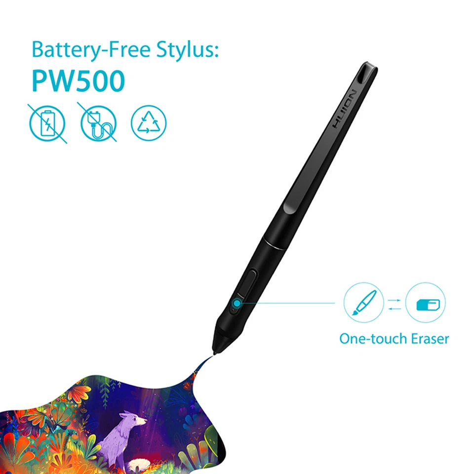 PW500 Battery Free Digital Drawing Stylus Pen for Huion Graphics Tablets Q11K V2 - Image 3 of 4