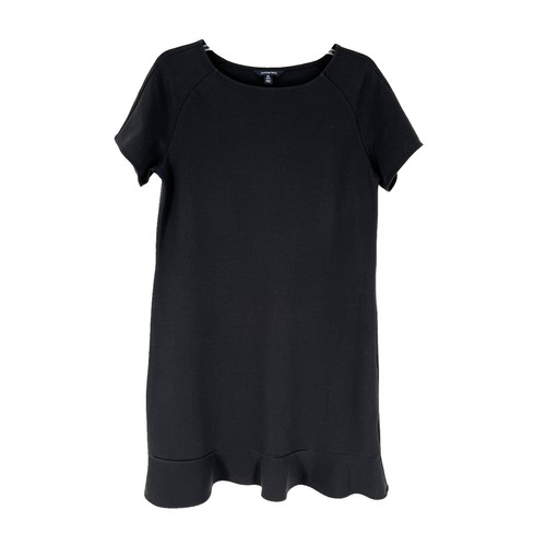 Lands End Black Ponte Knit Dress Sz 4 Petite Sheath Short Sleeve Stretch |  eBay