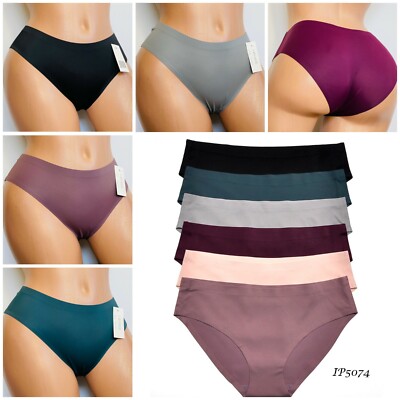 3/6 Women's Sexy No Show Silky Bikini knickers Panties Briefs Lingerie Underwear