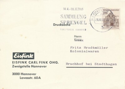 Old map of the company Eisfink Carl Fink OHG Hanover 1963 used B583g
