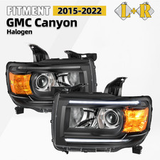Halogen Headlights For 2015-2022 GMC Canyon Black Conversion Left+Right Pair L+R