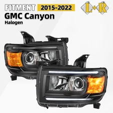 Halogen Headlights For 2015-2022 GMC Canyon Black Conversion Left+Right Pair L+R