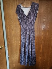 Women's Bohemian Fit and Flare Long Dress - High-Waisted V-Neck