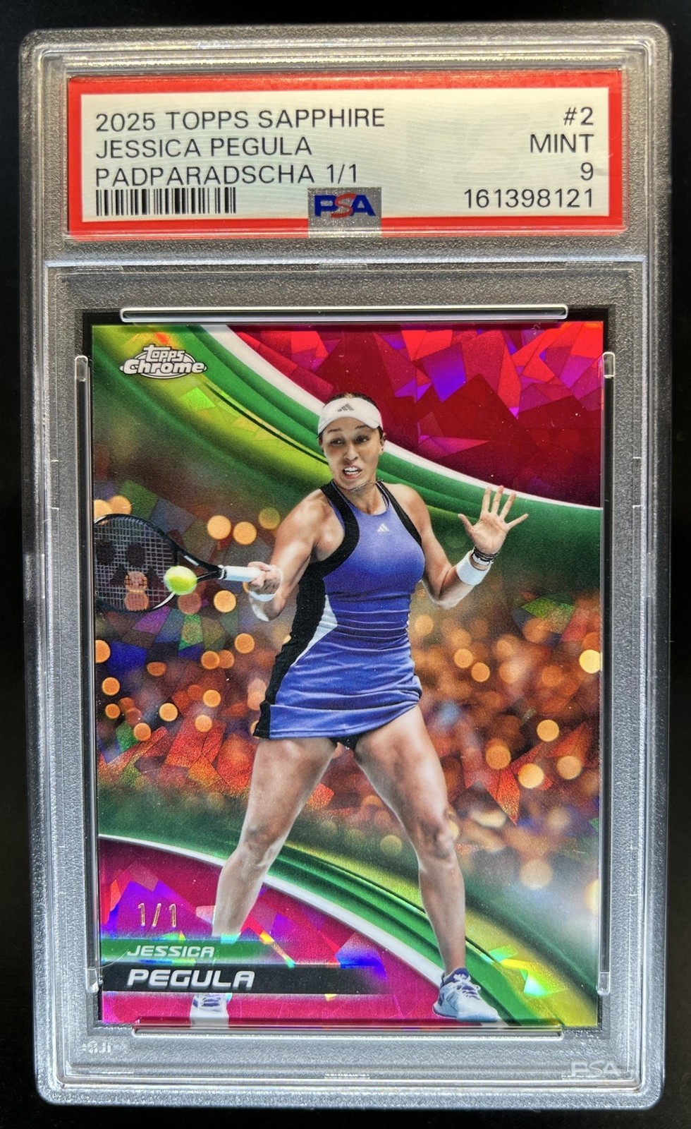 2025 Topps Chrome Sapphire Jessica Pegula Padparadscha Refractor #1/1 PSA 9