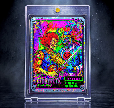 Fright Flix - Lion-O vs Mumm-Ra *UNDEAD* Holo Card Fan Made Print *MINT* Signed