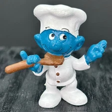 Smurfs 20042 Chef Tasting Spoon Smurf Vtg PVC Figure Schleich Peyo Figurine