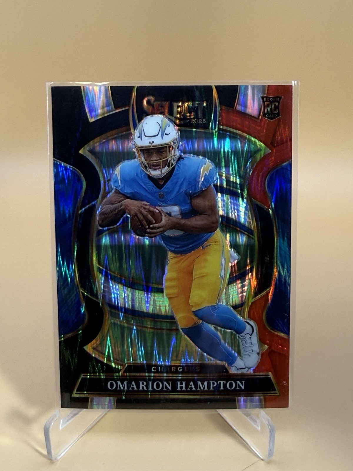 Omarion Hampton 2025 Panini Select Black Red Prizm Shock Rookie Concourse #2