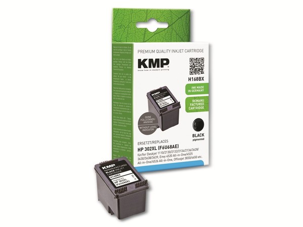 Tintenpatrone Kmp, Kompatibel Zu Hp 302XL (F6U68AE), Schwarz-image
