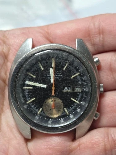 Seiko 6139-6012 Automatic Chronograph 17 Jewels Men's Watch Black Dial Vintage