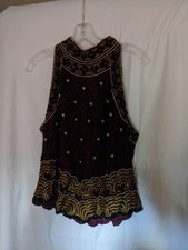 Papell Boutique Evening Silk Lined Beaded Flowers Top Gold/Silver, Size XL VNTGE