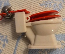 Vintage 80s Plastic Clip On Bell Charm Necklace  8 Charms Include Novelty Toilet