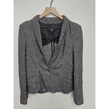 Banana Republic Womens Herringbone Wool Blend Blazer Black White Shawl Collar 14