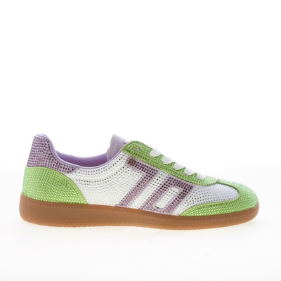 #ad BACK 70 women shoes Sirio sneaker suede tech fabric purple green rhinestones $169.20