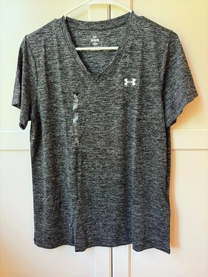 Under Armour Women s Loose-Fit Athletic V-Neck T-Shirt Medium Gray NWT