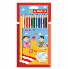 Triangular Colouring Pencil - STABILO Trio thick - Pack of 12 - Assorted Colours