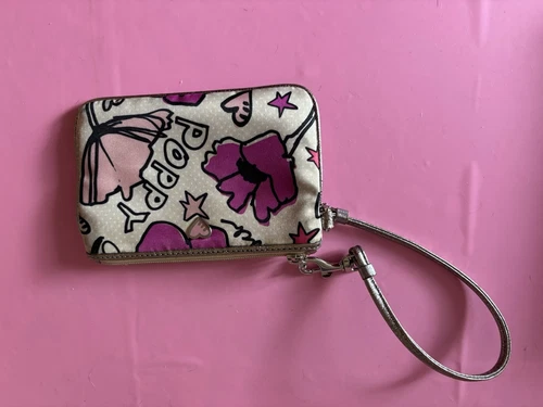 Portafoglio da polso Coach Papavero Petalo Floreale Cuore Firmato Nuovo con etichette