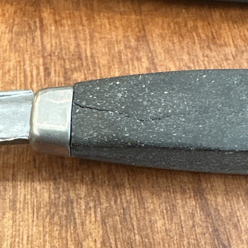 Vintage Set Of (2) 6 3/8” Serrated Citrus Spoons Black Handle Stainless Japan - Picture 15 of 16