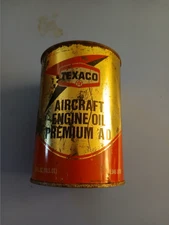 TEXACO AIRCRAFT ENGINE OIL CAN FULL UNOPENED 100-SAE50