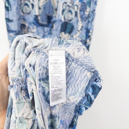 Monsoon Beach Maxi Dress Size S 8 10 Blue Floral Boho Tie V Neck - Picture 5 of 18
