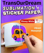 TransOurDream Sublimation Sticker Paper-10 Pcs Glossy White 8.5x11 in