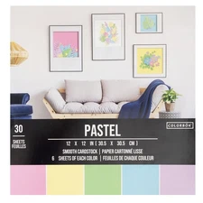 Colorbok 78lb Smooth Cardstock 12"X12" 30/Pkg-Pastel, 5 Colors/6 Each