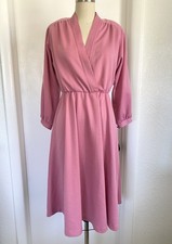 Willi Of California Dress Size 8 PETITE Pink Wool Knit Vintage 80s Secretary