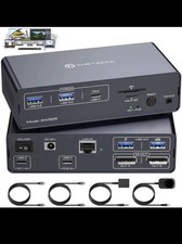USB C Docking Station Displayport KVM Switch 2 Monitors 2 Computers Display Port