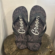 FLIPSLIDEZ Grooms Flip Flops Honeymoon Bachelor Party Wedding Gag Gift Size M/L