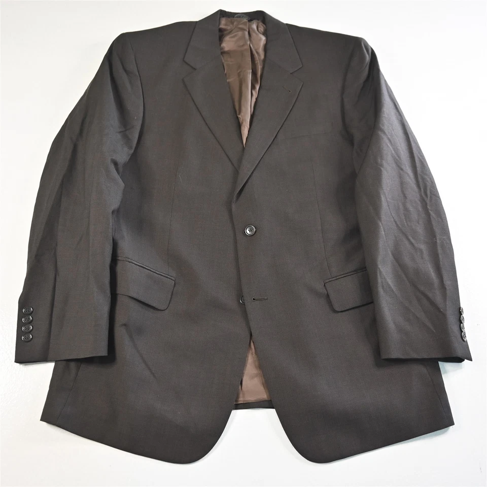 Jos A Bank 44L 38x36 Brown Nailshead 100% Wool Mens Jacket Pants Suit - Image 2 of 4