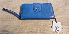 Hobo Galaxy Wallet Wristlet Clutch Cerulean Paper Touch Leather Antiqued Brass