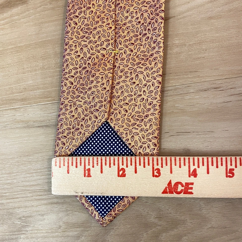 Corbata de seda ETON para hombre patrón de hojas rojas naranja hecha a mano en Inglaterra Foto 4 de 4