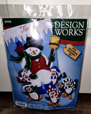 Design Works penguin Party Snowman 16" Felt Christmas Stocking Kit 5095 New