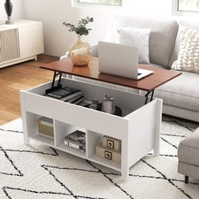 Lift Top Coffee Table w/Hidden Compartment  Storage Shelves Modern Furniture
